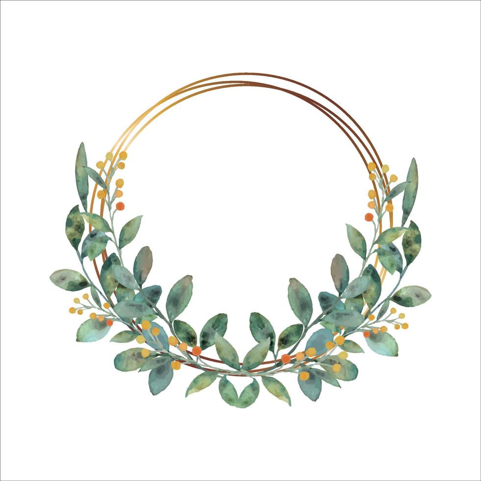 Gold frame with leaves. vector