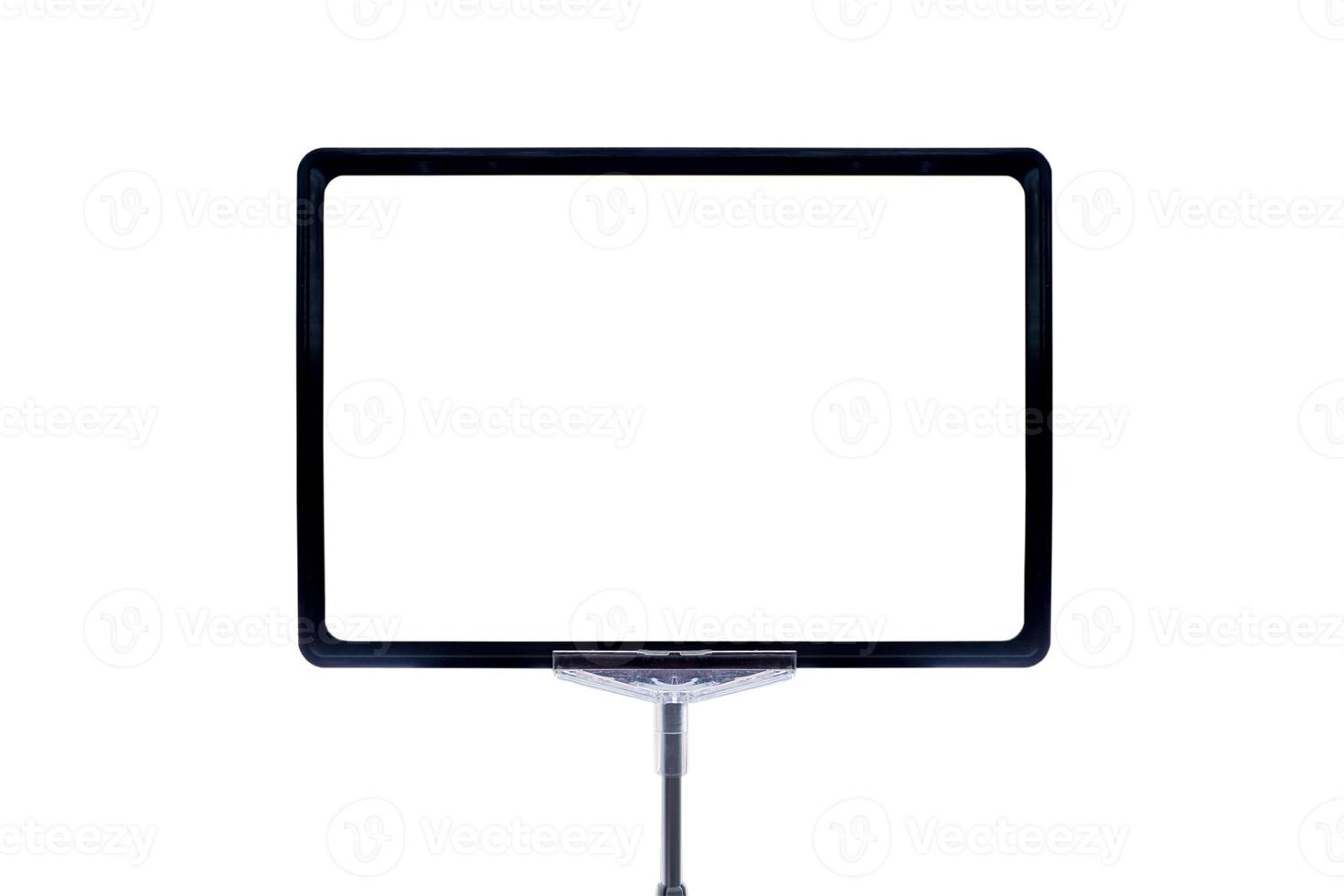 Blank price board label isolated on white background photo