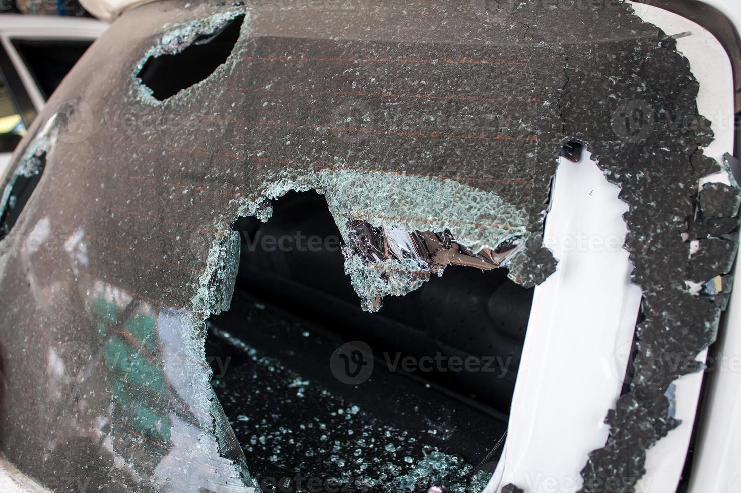 Broken car glass photo