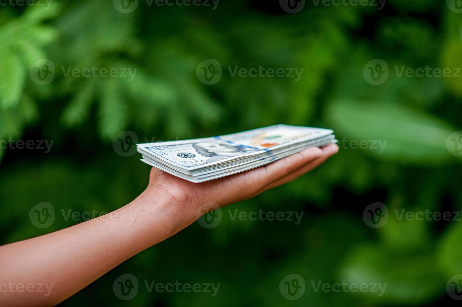 Hand and dollar pictures Concept of business finance photo