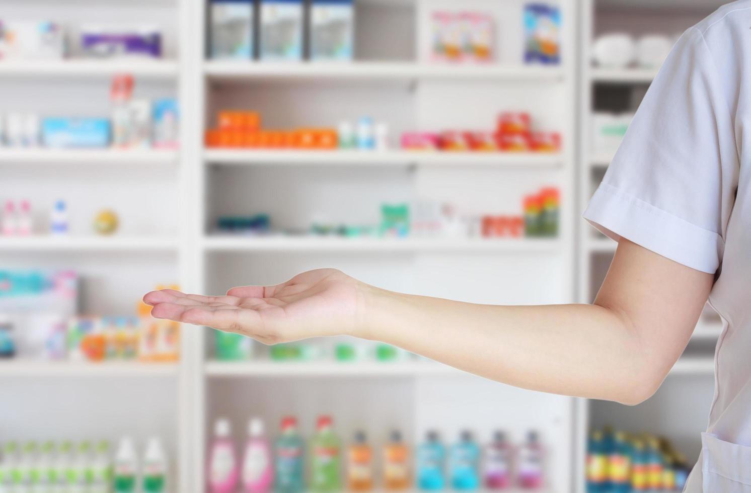 blur some shelves of drug in the pharmacy drugstore photo