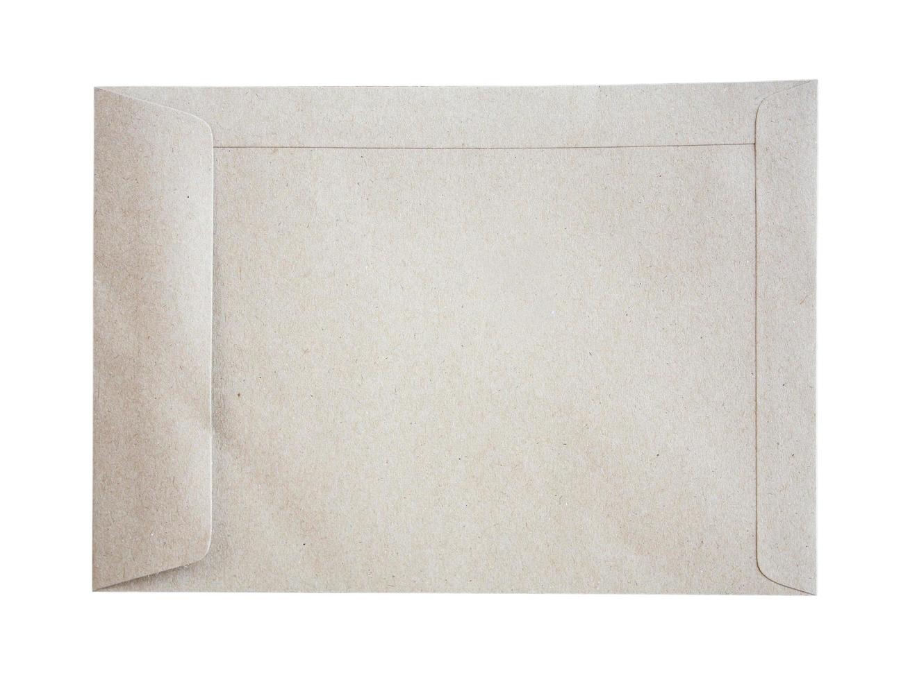 Brown envelope isolated on white background photo