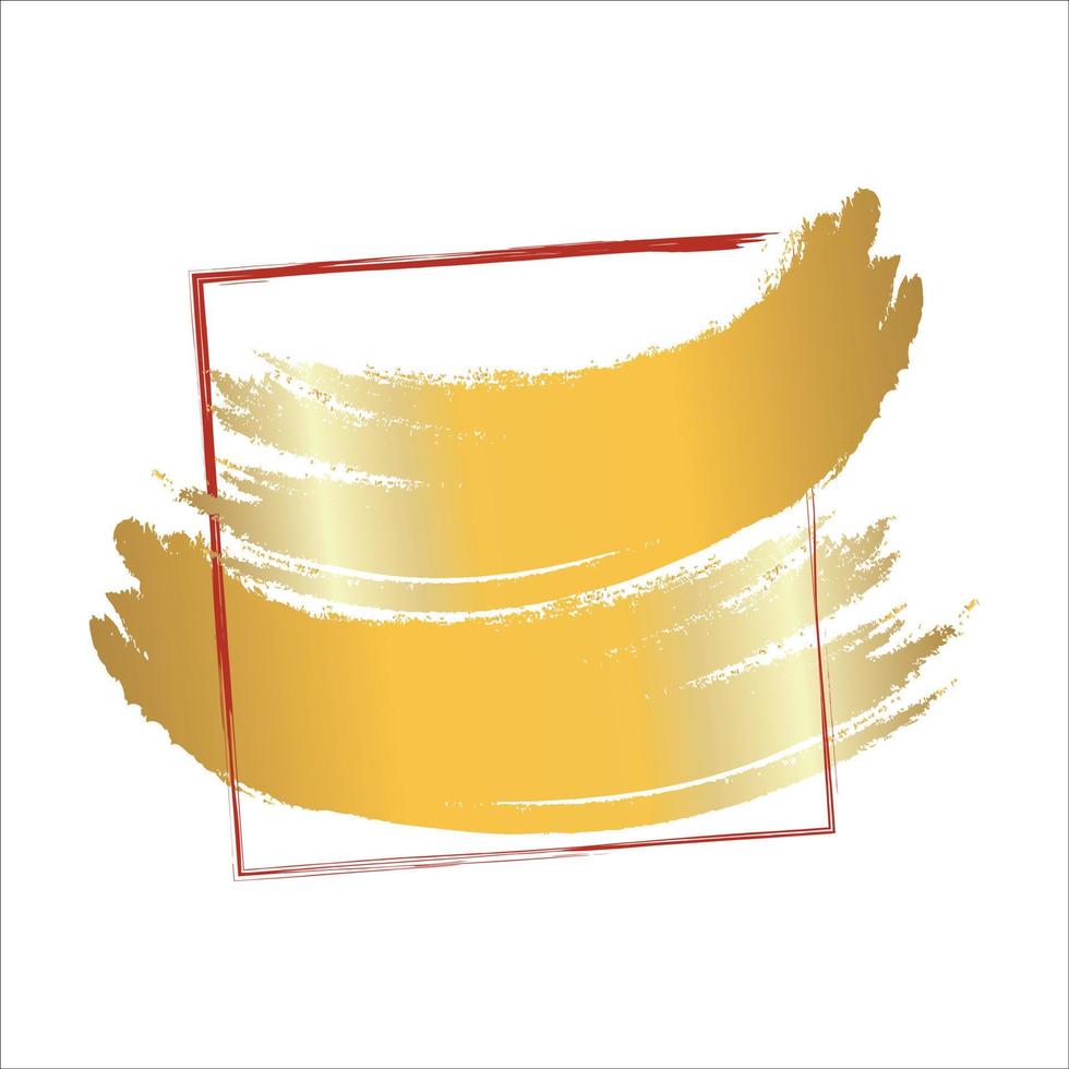 Red Frame with Golden Brush Stroke vector
