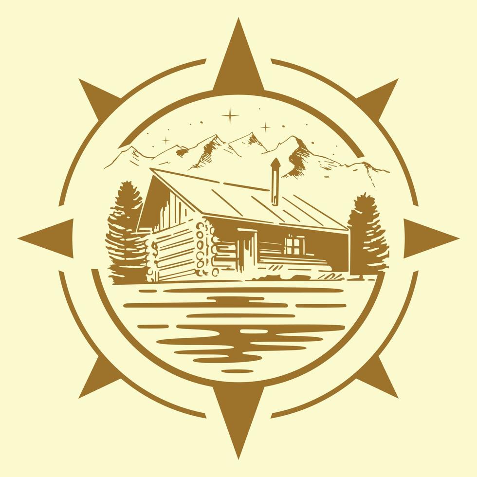 Vector illustration of a house by the river