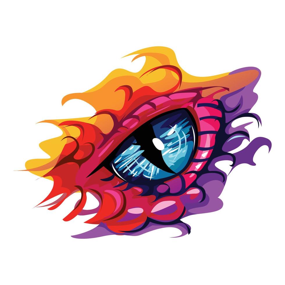 ilustración de ojo de dragón colorido y elegante vector