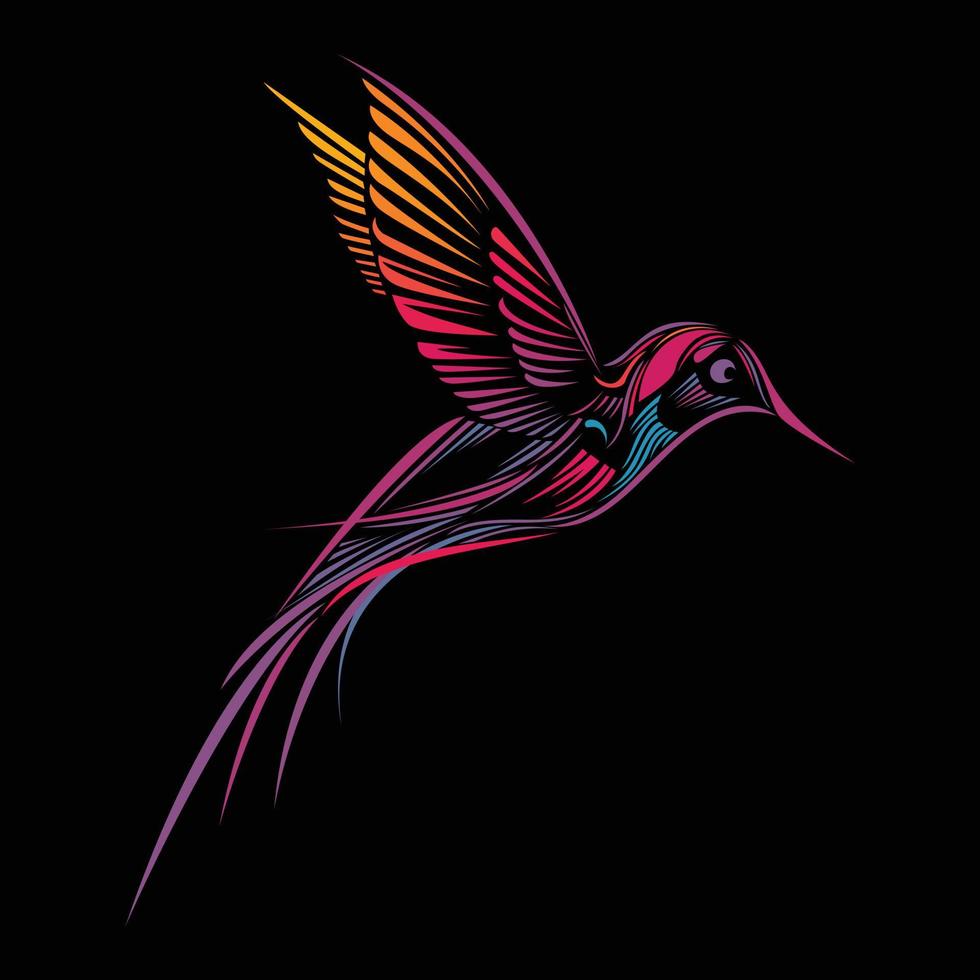 Hummingbird vector image in colorful and simple style