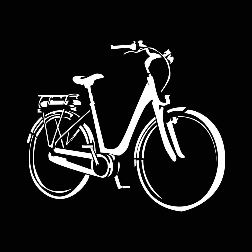 silueta de vector de bicicleta en blanco y negro