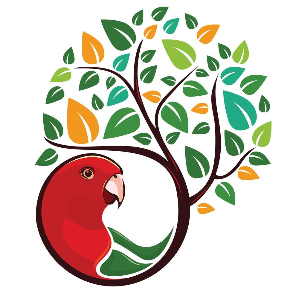 Colorful Bird and Tree Combined Logo vector