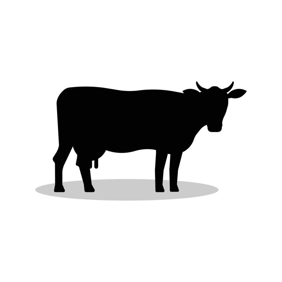 silueta de vaca negra aislada en la ilustración de fondo blanco vector