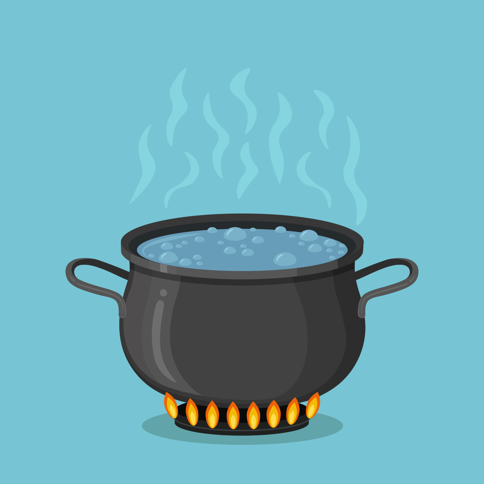 Stainless steel pot with boiling water on gas stove 681980 Vector Art at  Vecteezy