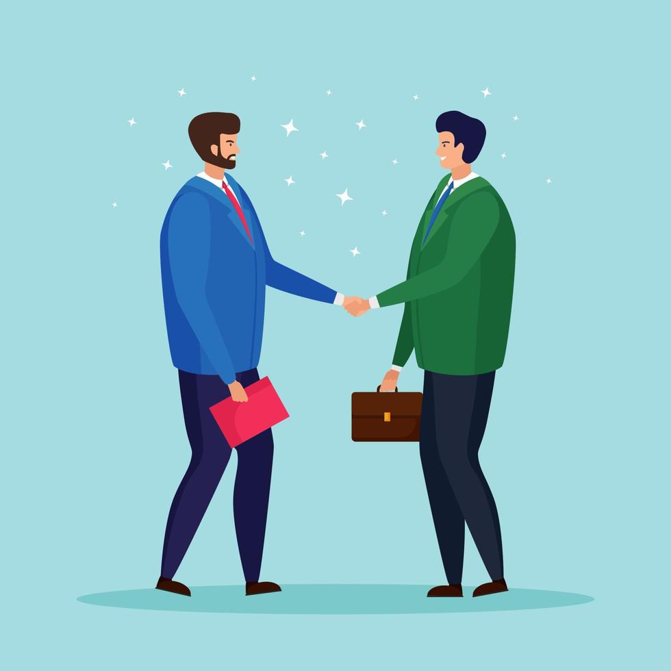 Friendly people shaking hands. Business meeting. Handshake of two partners. Partnership agreement concept vector