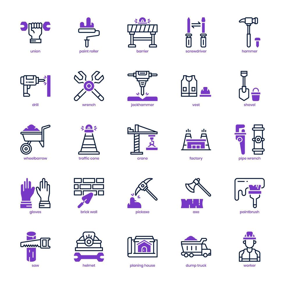 paquete de iconos de construcción para el diseño de su sitio web, logotipo, aplicación, ui. línea de mezcla de icono de construcción y diseño sólido. ilustración de gráficos vectoriales y trazo editable. vector