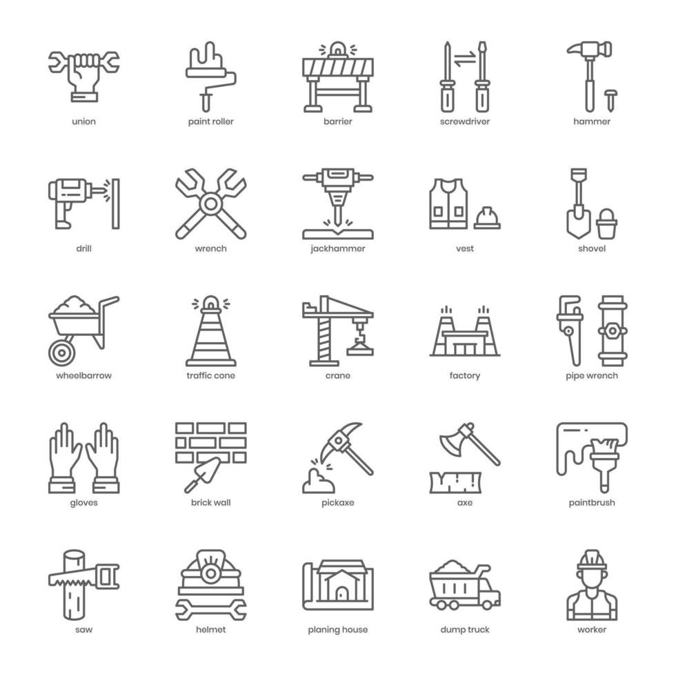 Construction icon pack for your website design, logo, app, UI. Construction icon outline design. Vector graphics illustration and editable stroke.