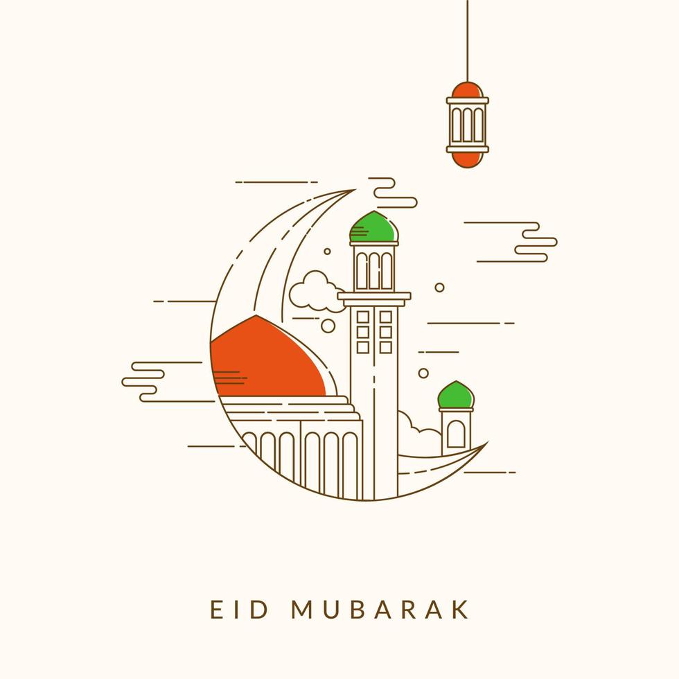 Eid Mubarak greeting card template premium vector