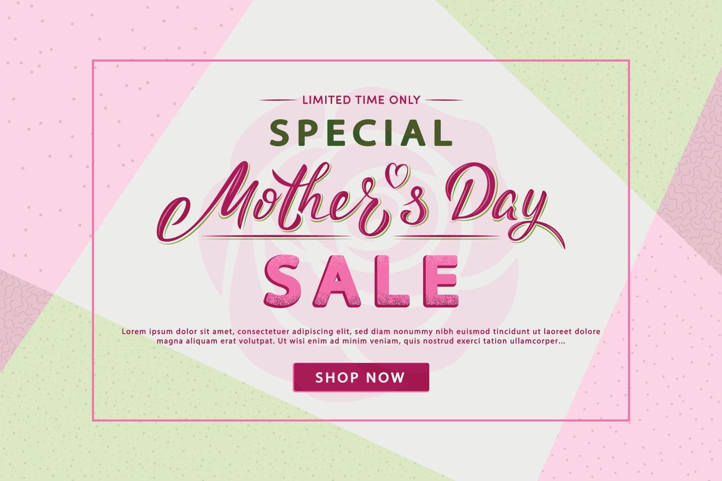 Mother's Day modern sale banner with lettering text. Trendy geometric background layout. vector