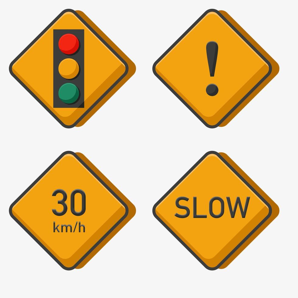 Set of traffic sign part 2 on a white background. Flat vector illustration