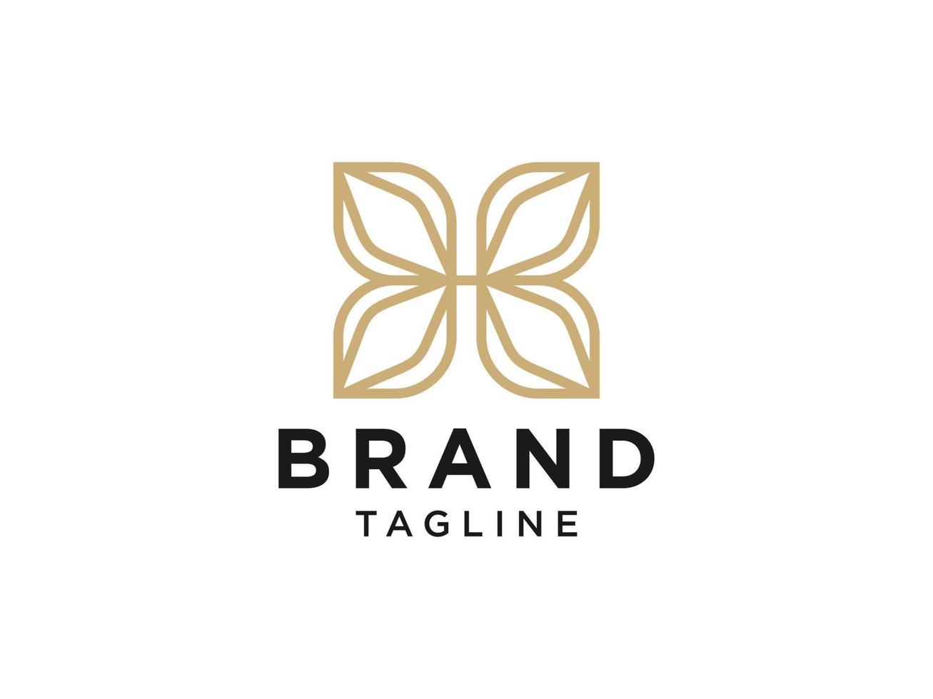 Abstract Initial Letter H Logo. Gold Linear Leaves Linked Style. Usable for Business, Healthcare, Nature and Beauty Logos. Flat Vector Logo Design Template Element.