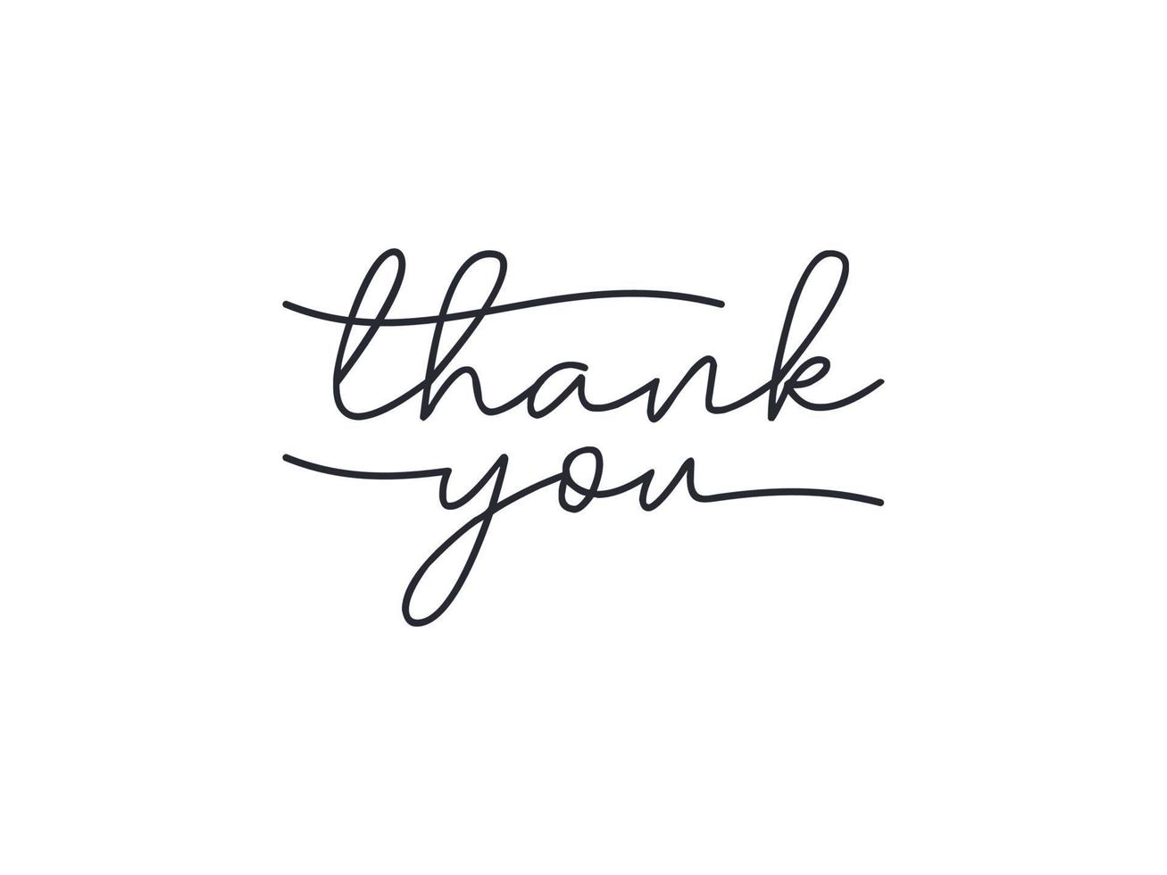 Thank You Text Handwritten Lettering Calligraphy isolated on White Background. Flat Vector Illustration Design Template Element for Greeting Cards.