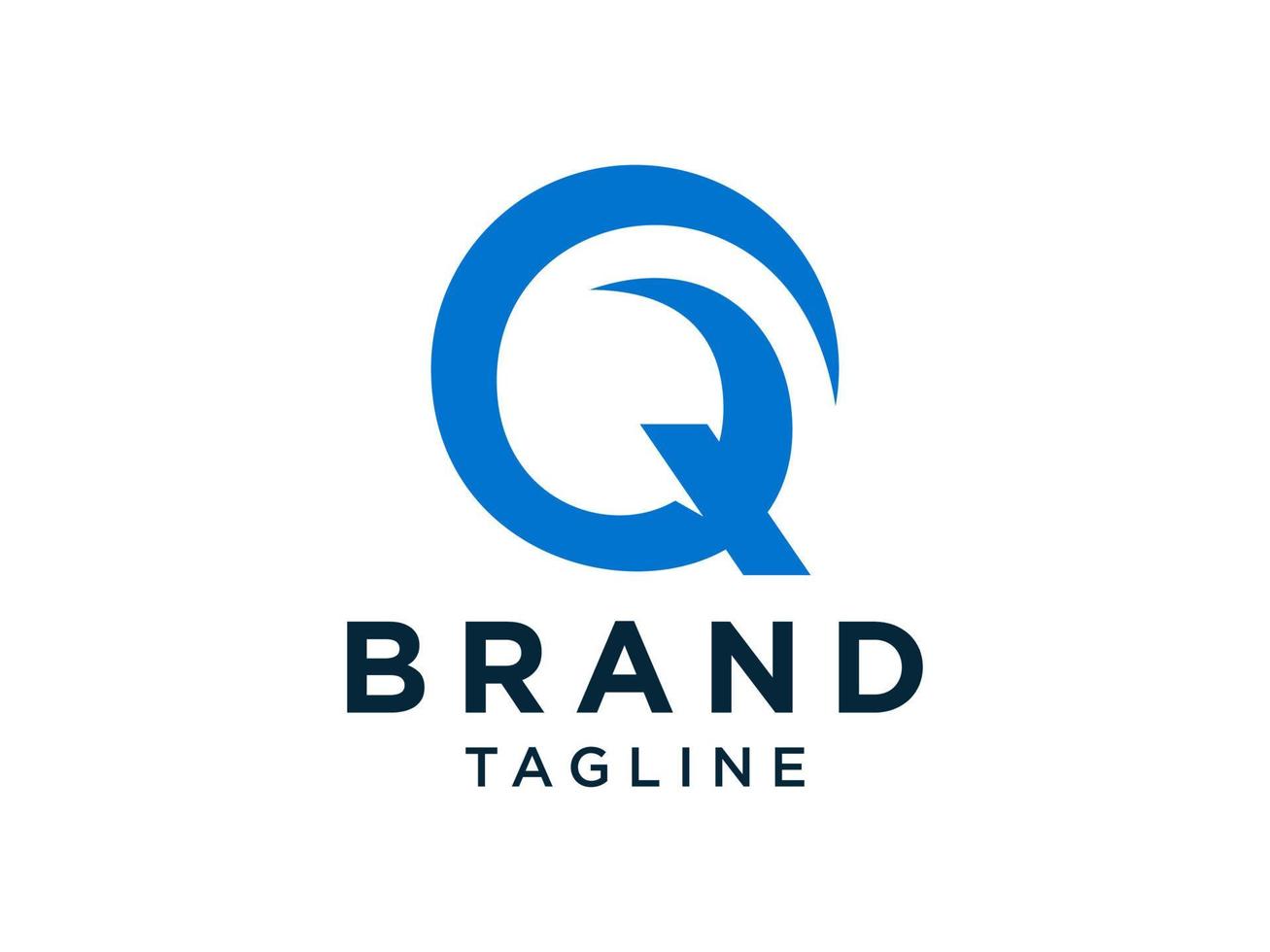 Logotipo circular abstracto de la letra inicial q. estilo lineal azul. utilizable para logotipos de negocios y tecnología. elemento de plantilla de diseño de logotipo de vector plano.