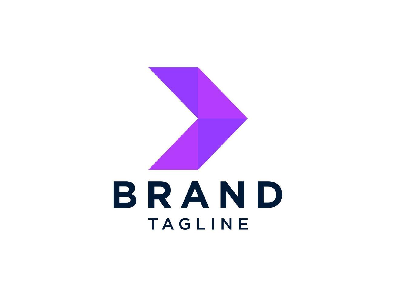 Right Arrow Logo. Blue Geometric Arrow Shape with Lines Origami Style. Usable for Business and Technology Logos. Flat Vector Logo Design Template Element.