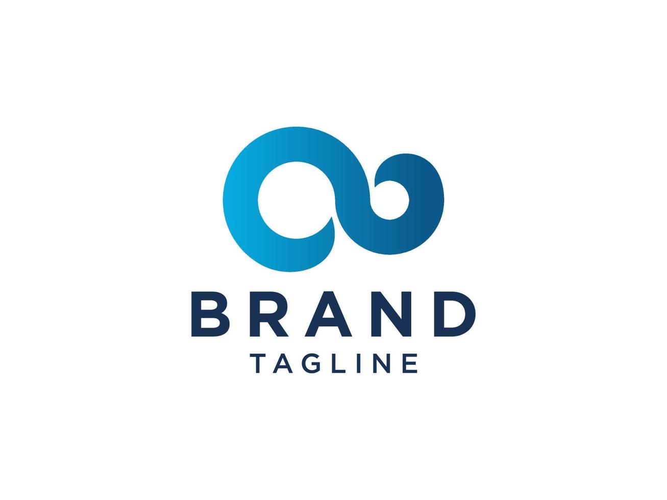 Infinity Logo. Blue with Circular Line Combination isolated on White Background. Usable for Garment and Handmade Logos. Flat Vector Logo Design Template Element.