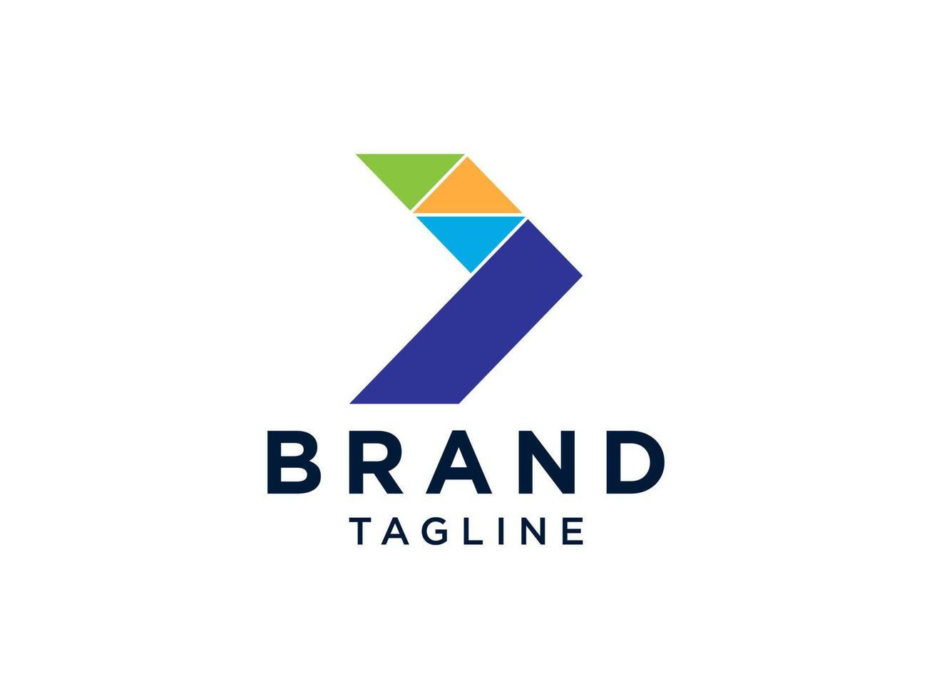 Right Arrow Logo. Blue Geometric Arrow Shape with Lines Origami Style