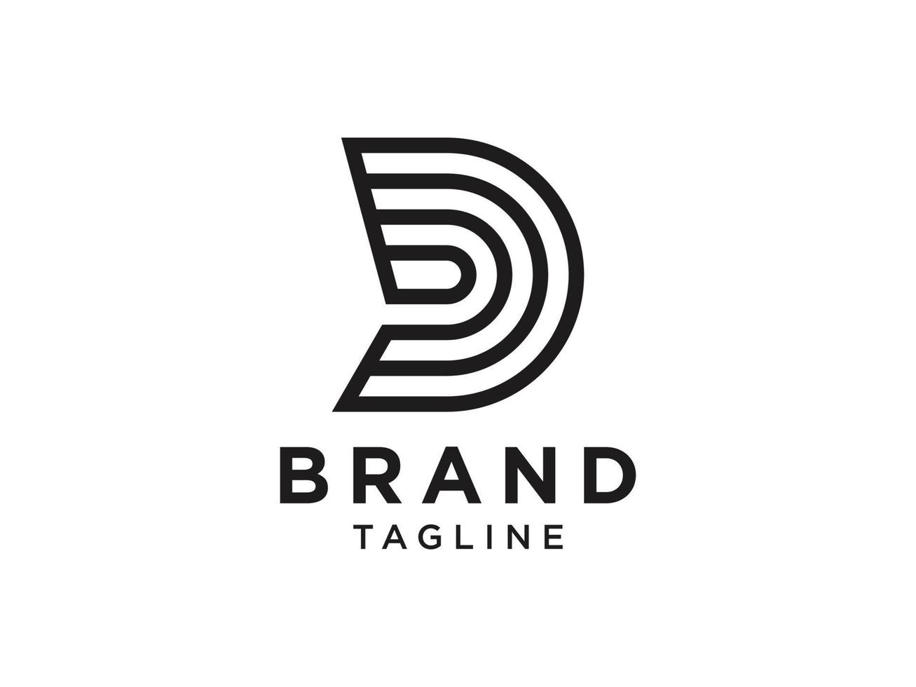 Abstract Initial Letter D Logo. Black Shape Double Lines Origami Style isolated on White Background. Usable for Business and Branding Logos. Flat Vector Logo Design Template Element.