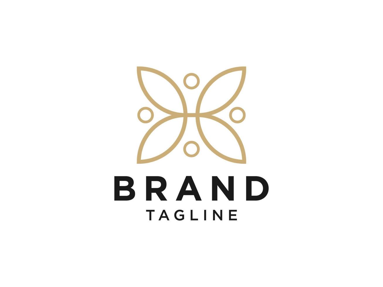Abstract Initial Letter H Logo. Gold Linear Leaves Linked Style. Usable for Business, Healthcare, Nature and Beauty Logos. Flat Vector Logo Design Template Element.