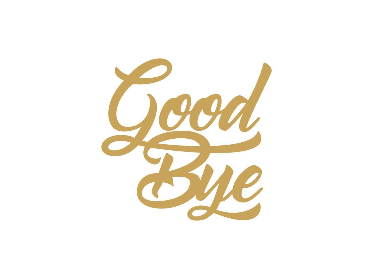 Good Bye text Handwritten Lettering Calligraphy with Gold Style isolated on White Background. Greeting Card Vector Illustration.