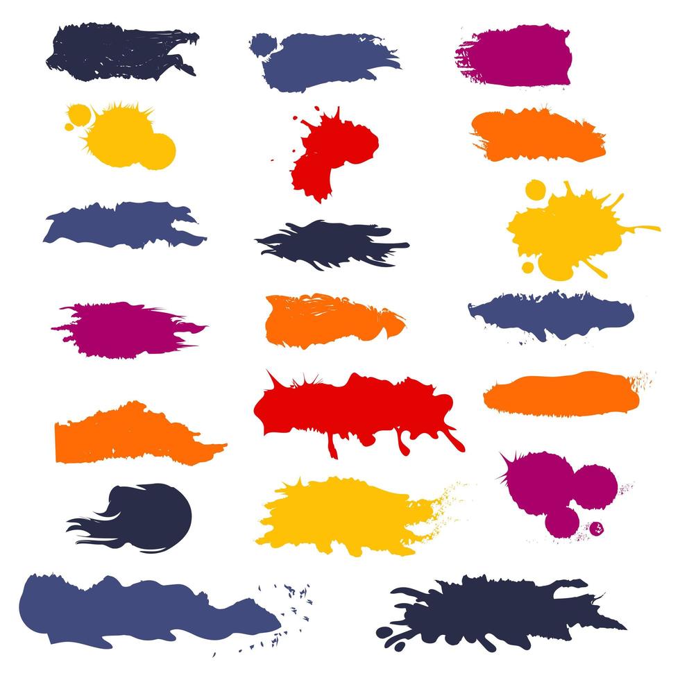 Set of different strokes of colored paint on a white background - Vector