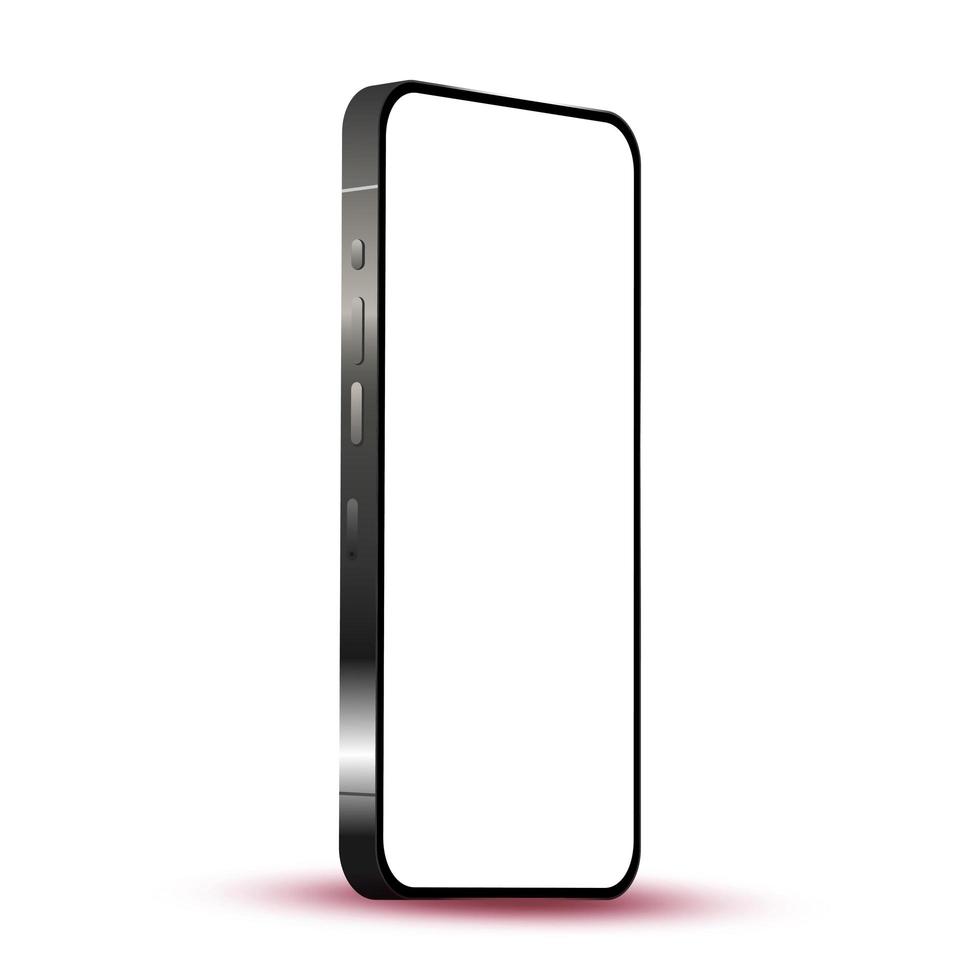 moderno teléfono inteligente negro sobre fondo blanco con pantalla en blanco - vector