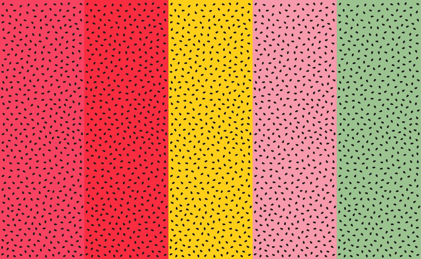 Assembly of 5 watermelon backgrounds with seeds - Vector