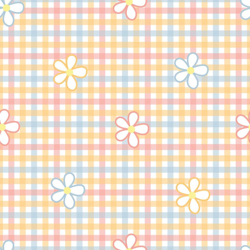 Gingham pattern seamless Plaid repeat vector in orange and pink Design for print, tartan, gift wrap, textiles, checkered background for tablecloth