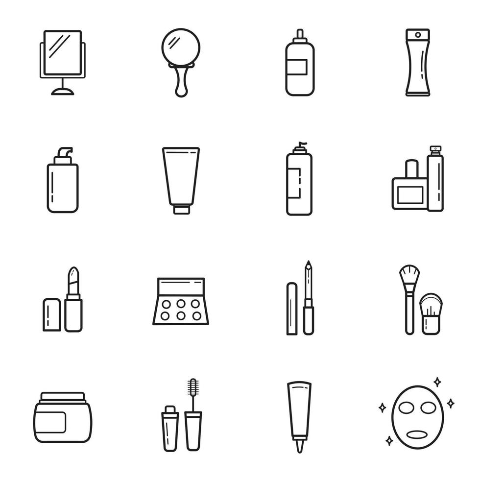 Cosmetics line art icons set. Illustration isolated on white background for graphics and web design. vector