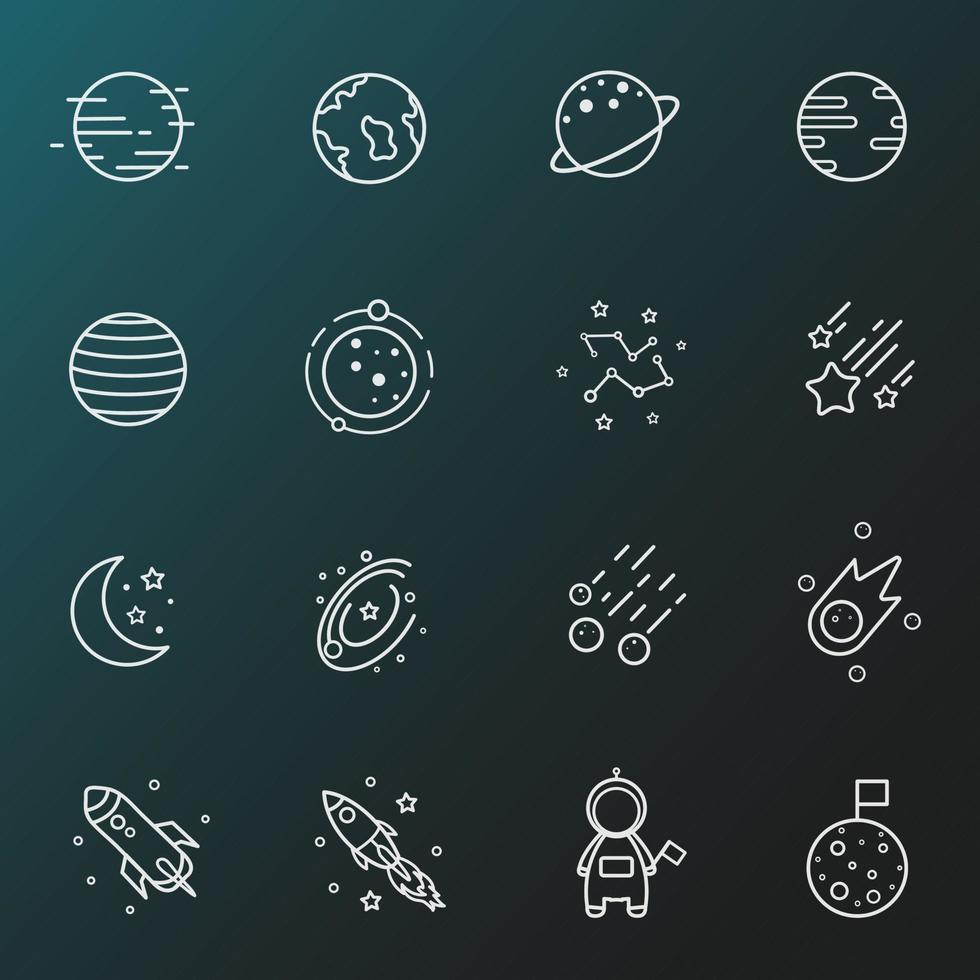 Space icons Set. Illustration isolated on background for graphics and web design vector