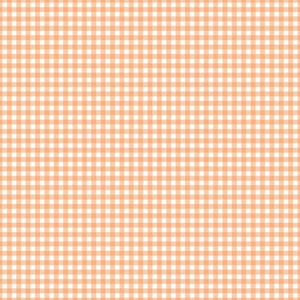 Gingham pattern seamless Plaid repeat vector in orange and white. Design for print, tartan, gift wrap, textiles, checkered background for tablecloth