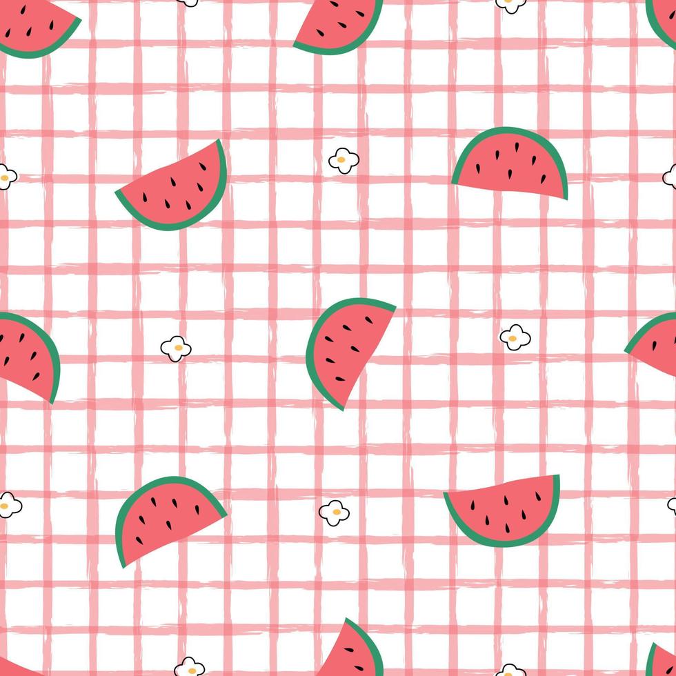 Nursery seamless pattern watermelon on white background Use for prints, wallpaper, textiles, vector illustrations