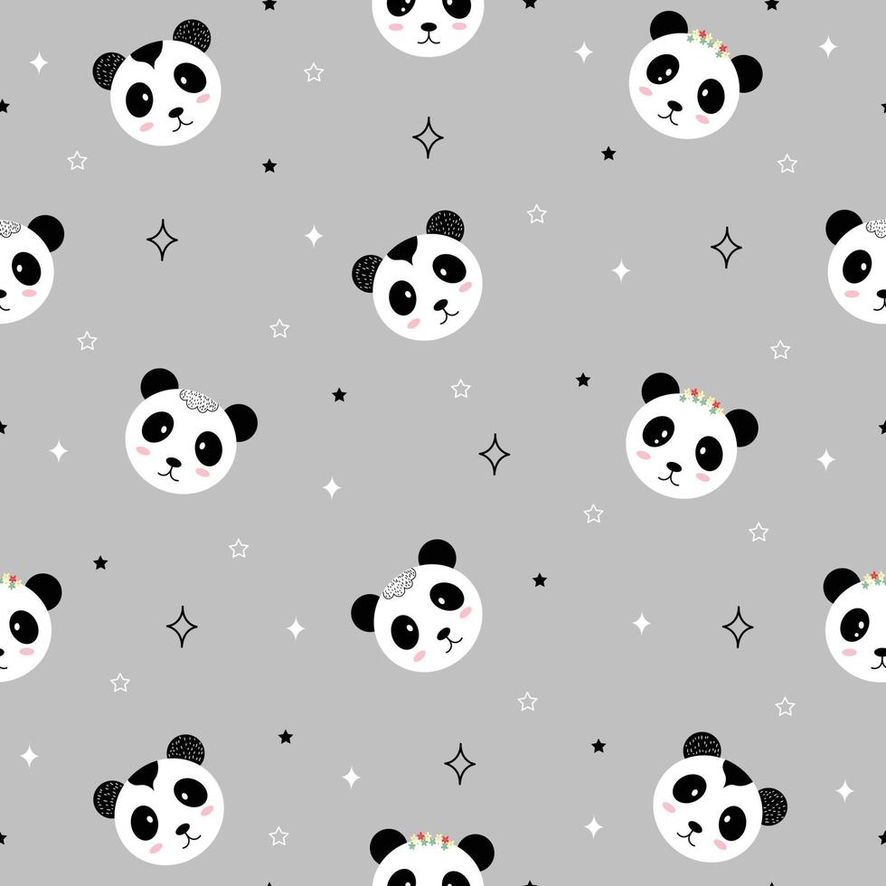 patrón sin costuras lindos fondos de animales panda para fondo o envoltura de regalo, ropa para niños, textiles. vector