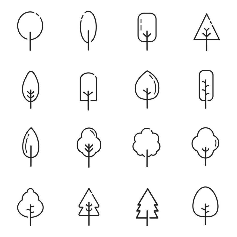 Tree Vector Line Icon Set. Illustration isolated on white background for graphics and web design