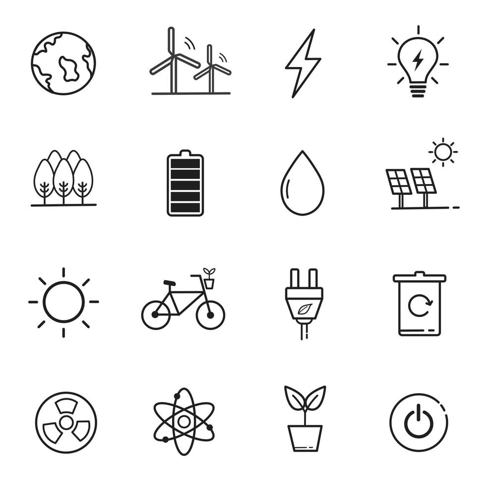 conjunto de iconos de energía. ilustración aislada sobre fondo blanco para gráficos y diseño web vector