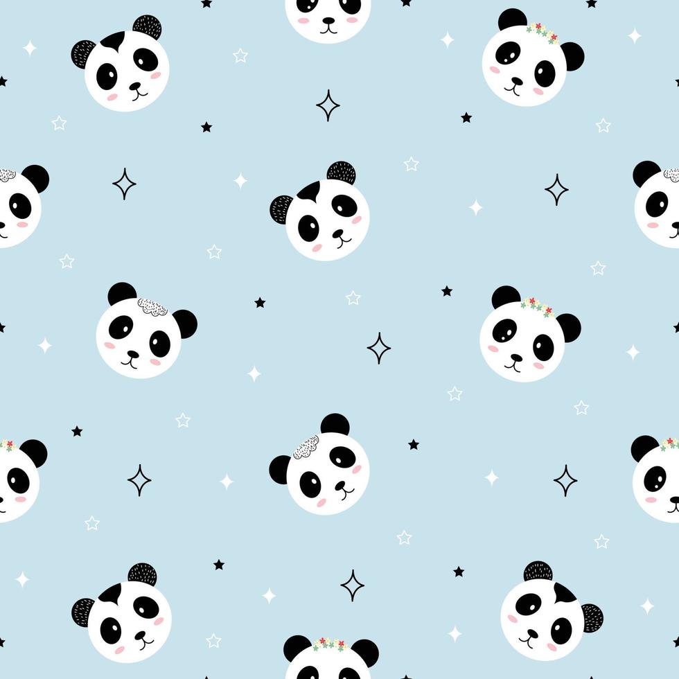 patrón sin costuras lindos fondos de animales panda para fondo o envoltura de regalo, ropa para niños, textiles. vector