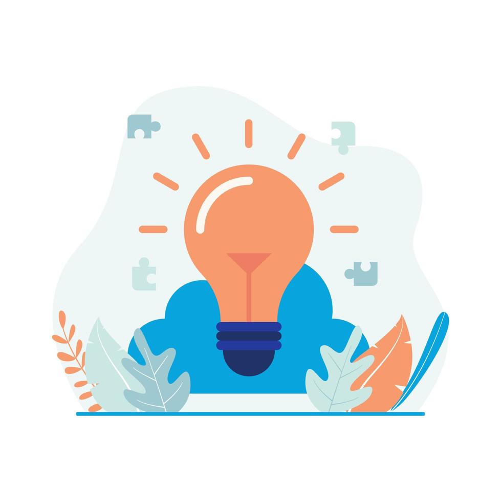 Idea and solutions illustration vector. Lightbulb and cloud icon. Flat design suitable for many purposes. vector