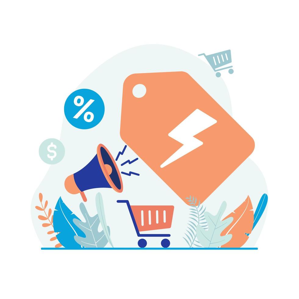 Ecommerce flash sale discount vector illustration. Flat design suitable for many purposes.