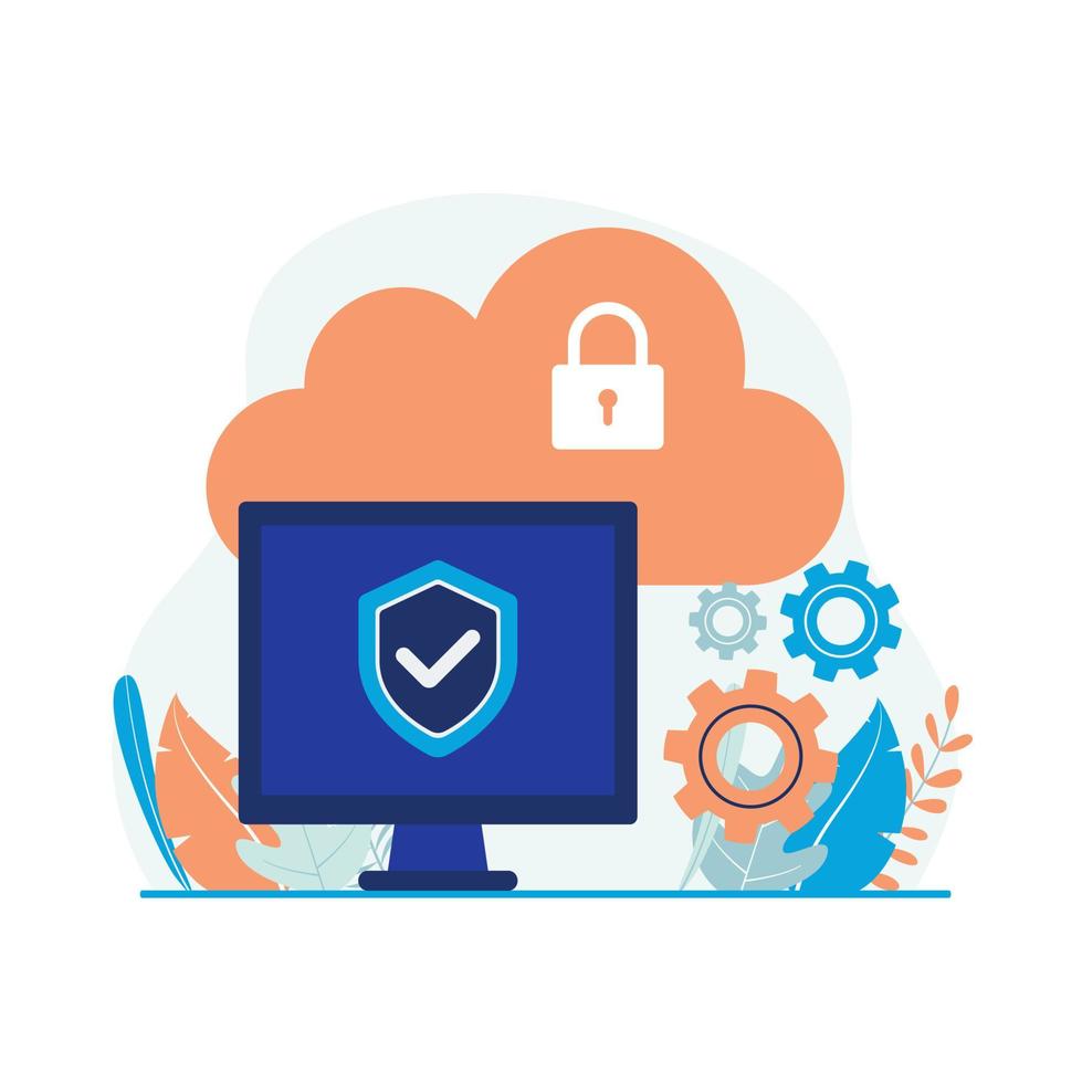 Cloud computing security service vector illustration. Flat design suitable for many purposes.