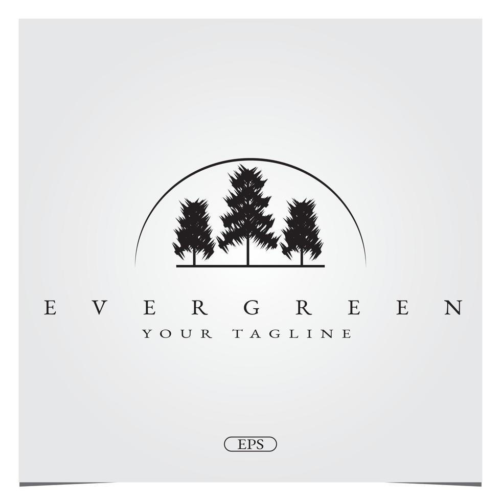 logotipo de hoja perenne premium con pinos logotipo de árbol plantilla elegante vector eps 10