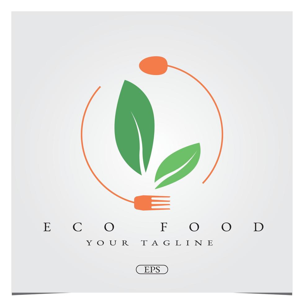 hoja ecología comida logo premium elegante plantilla vector eps 10 mejor para eco naturaleza restaurante