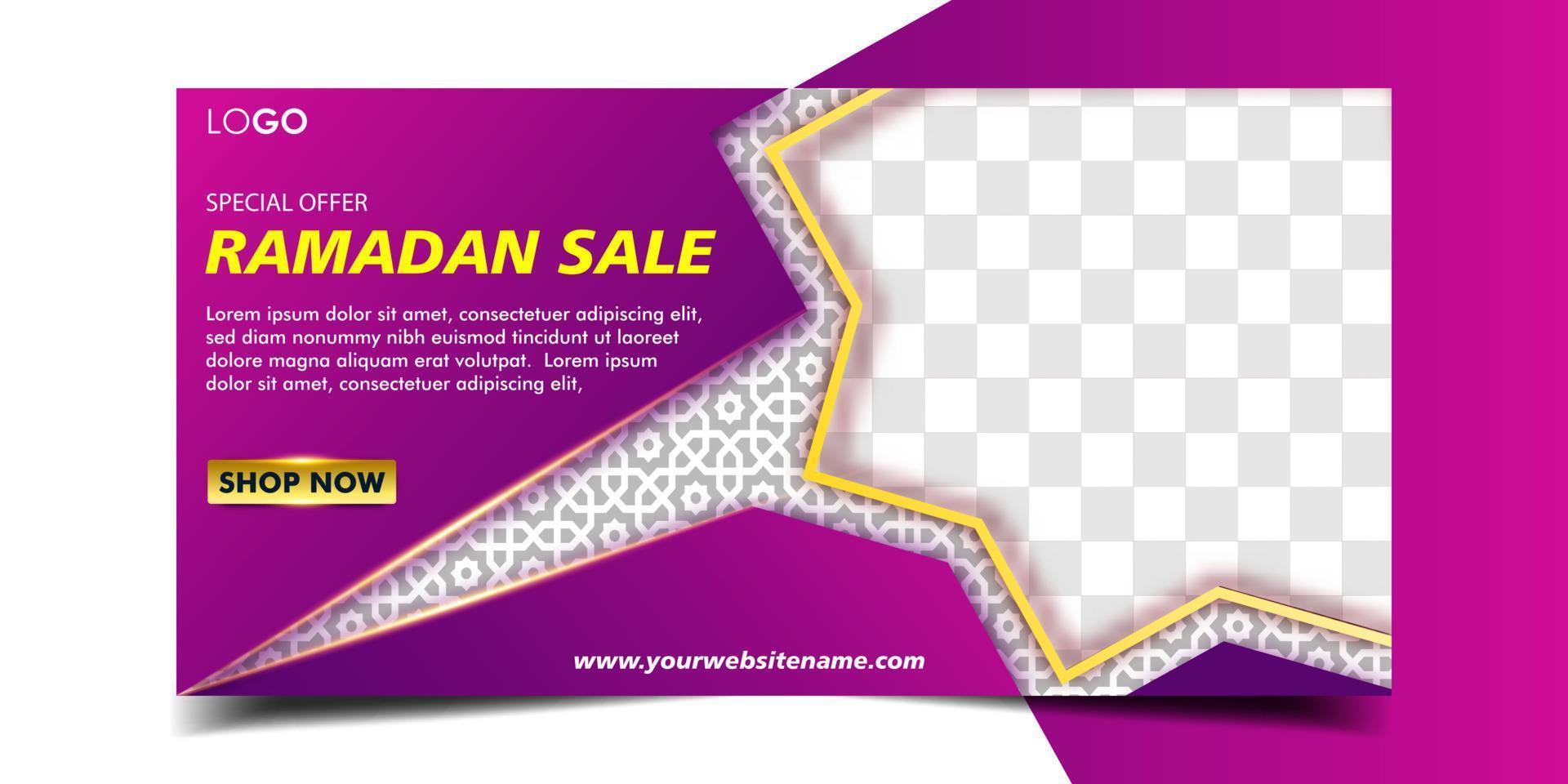 Ramadan sale horizontal banner template vector