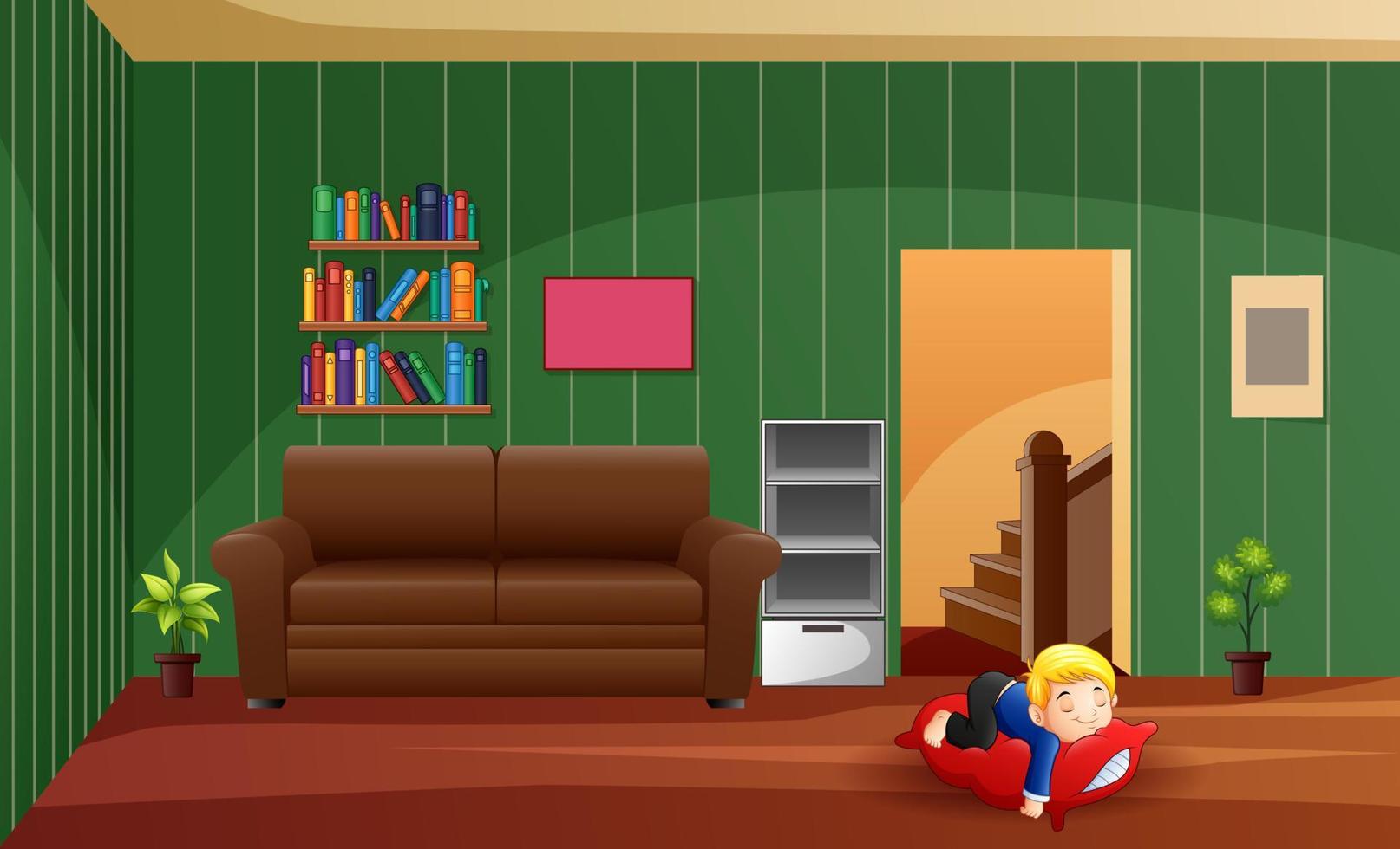 un niño durmiendo en la almohada en casa ilustración vector