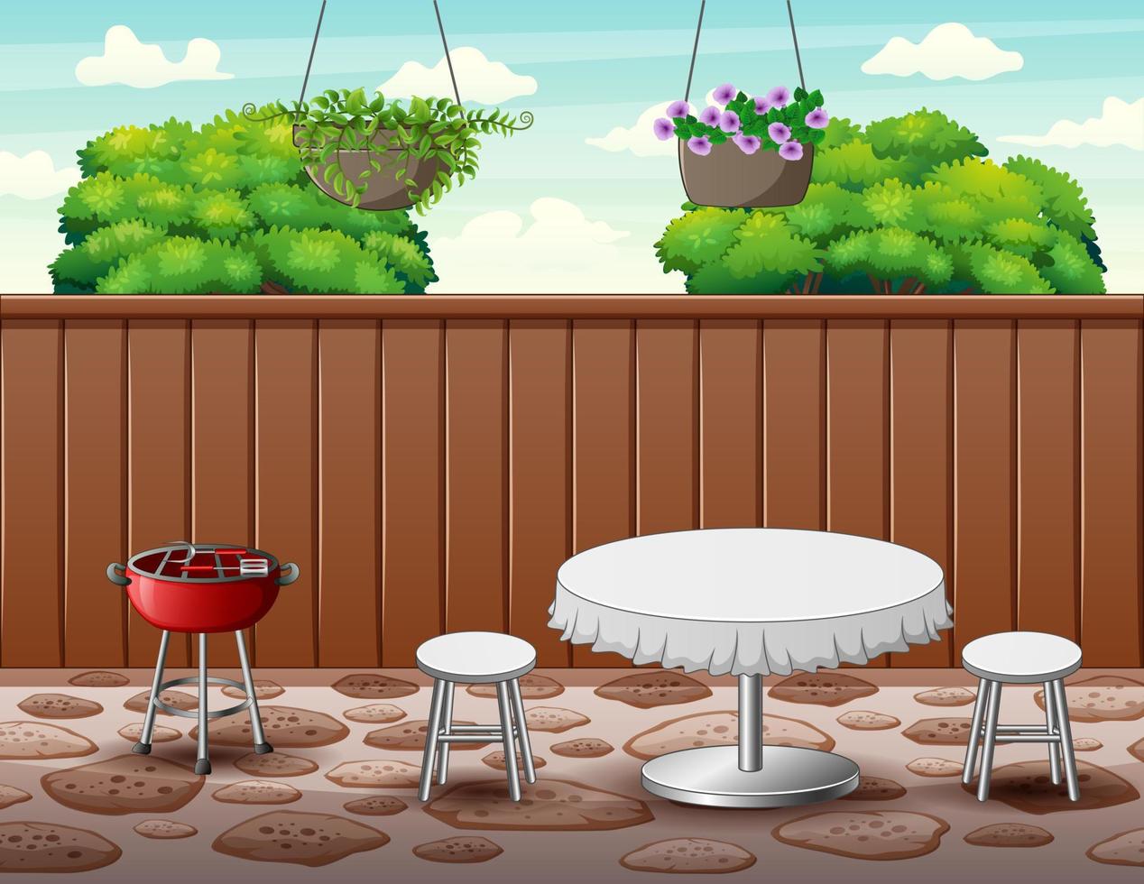 Barbecue party background in the backyard vector