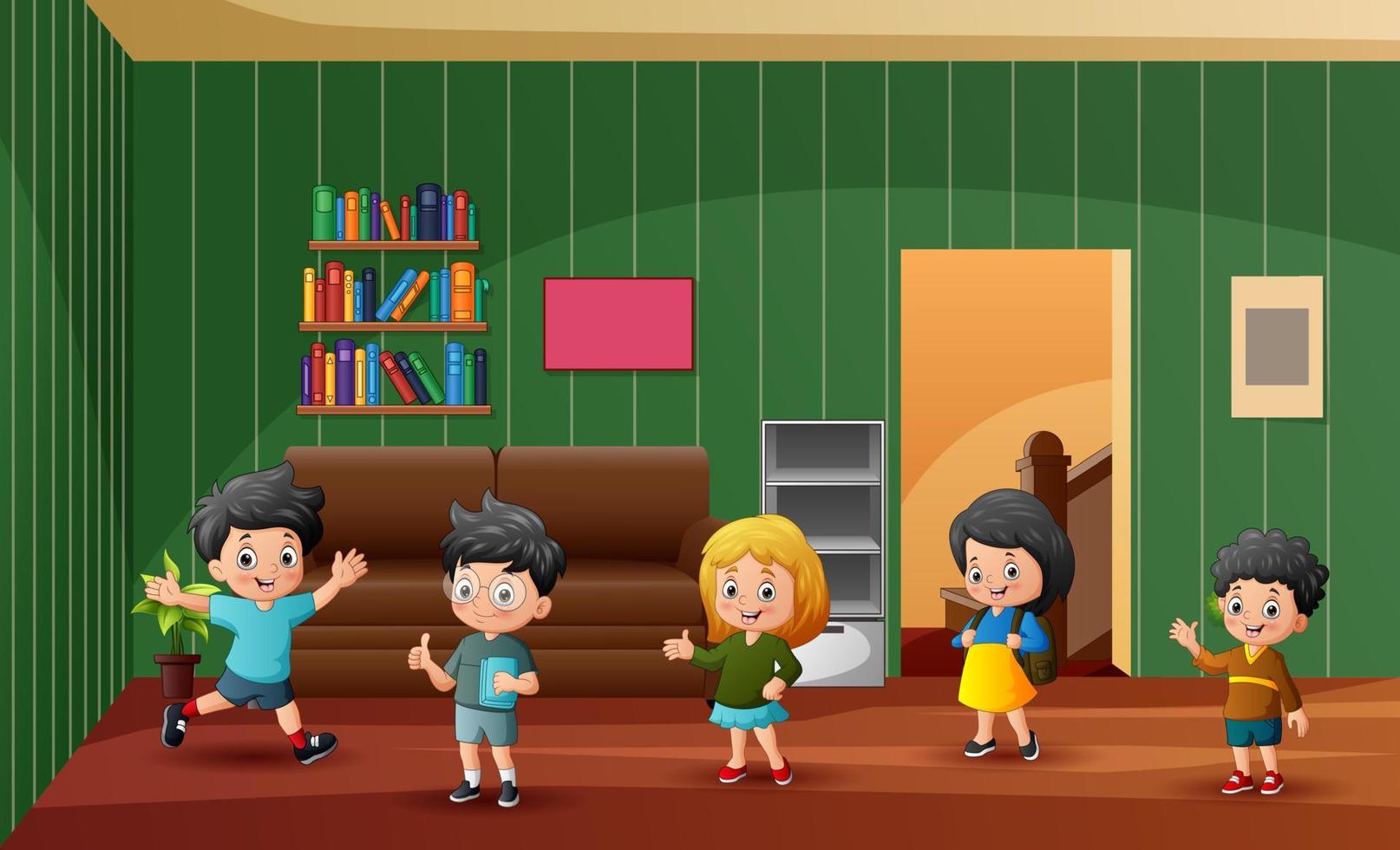 Group of children at the home illustration vector